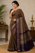 Brown &amp; Purple Designer Saree